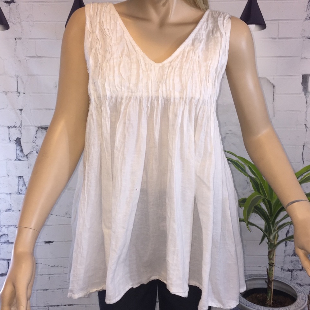 Rabens Saloner Crinkle Cotton Trapeze Top